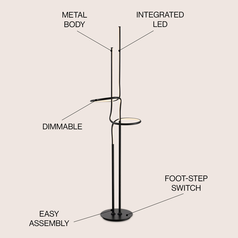 Sketch 64" Minimalist Dimmable Metal Integrated LED Floor Lamp - JONATHAN Y