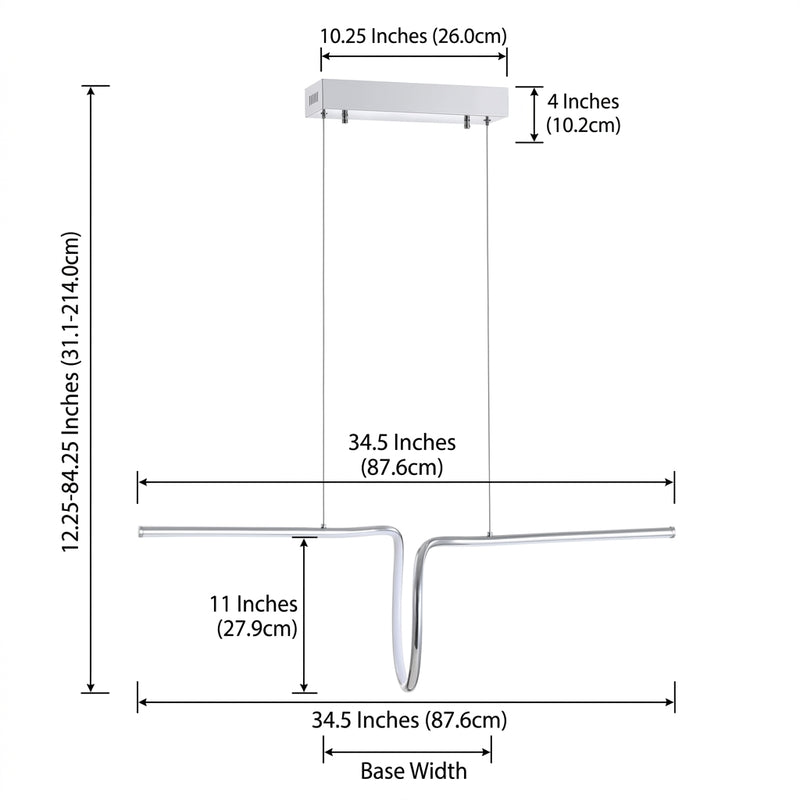 Ali 34.5" Dimmable Adjustable Integrated LED Metal Linear Pendant Chrome – DIM
