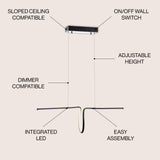 Ali 34.5" Dimmable Adjustable Integrated LED Metal Linear Pendant - JONATHAN Y