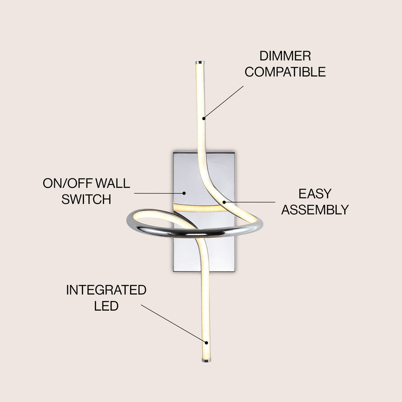 Sketch 9" Minimalist Metal Integrated LED Vanity Light Sconce - JONATHAN Y