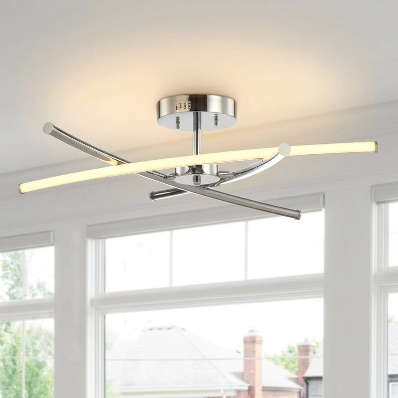 Crucis 31.5" Modern Metal Integrated LED Semi Flush Mount Chrome – MAIN-ROOM