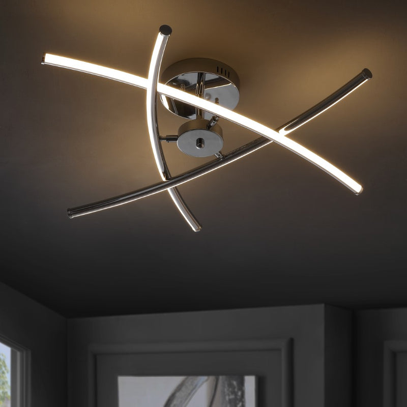Crucis 31.5" Modern Metal Integrated LED Semi Flush Mount - JONATHAN Y