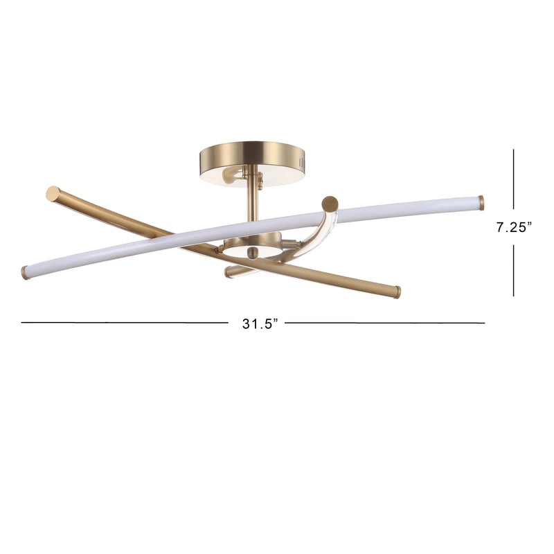 Crucis 31.5" Modern Metal Integrated LED Semi Flush Mount - JONATHAN Y