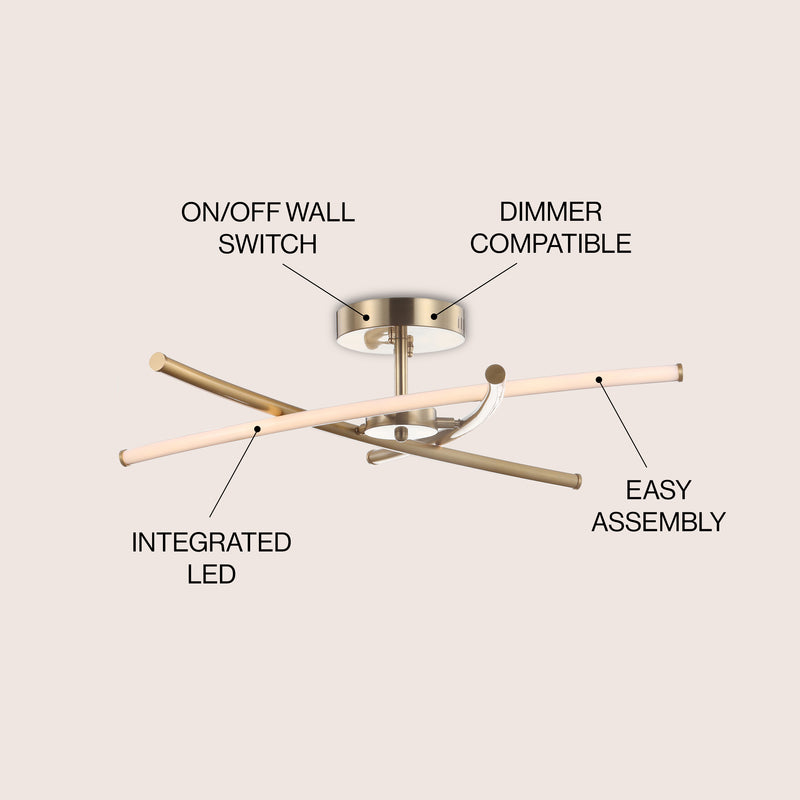 Crucis 31.5" Modern Metal Integrated LED Semi Flush Mount - JONATHAN Y