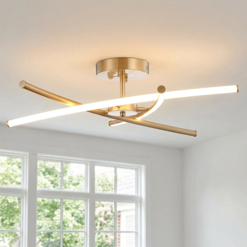 Crucis 31.5" Modern Metal Integrated LED Semi Flush Mount Gold – MAIN-ROOM