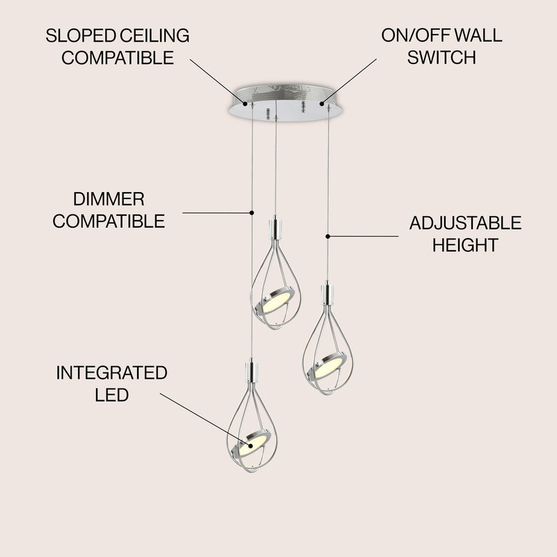 Orion Adjustable Modern Integrated Cluster LED Metal Pendant