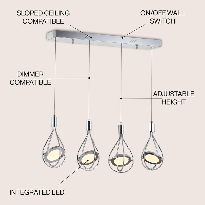 Orion Adjustable Modern Integrated Cluster LED Metal Pendant