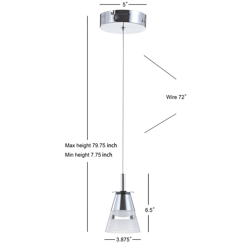 Alain Adjustable Metal Integrated LED Pendant - JONATHAN Y