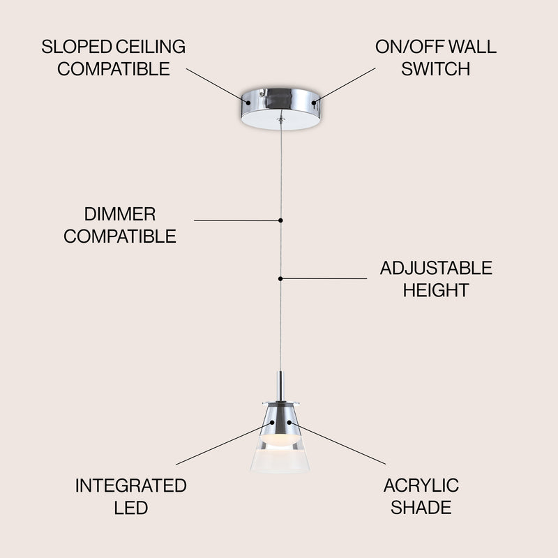 Alain Adjustable Metal Integrated LED Pendant