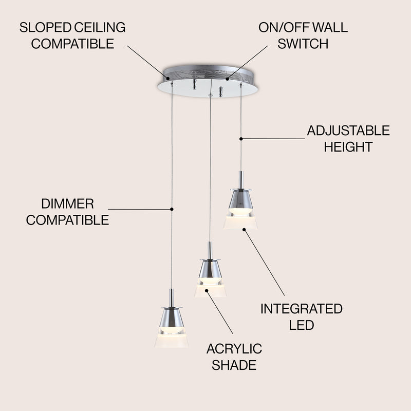 Alain Adjustable Metal Integrated LED Pendant