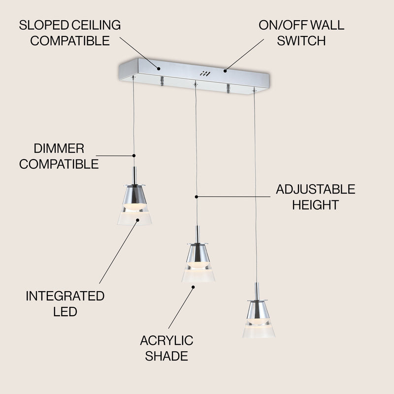 Alain Adjustable Metal Integrated LED Pendant
