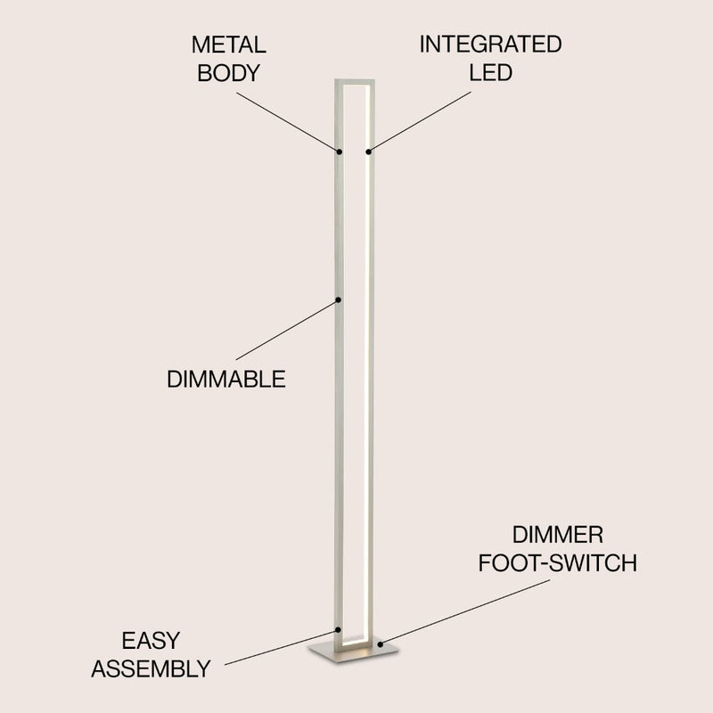 Johan 59.5" Modern Minimalist Aluminum Integrated Tower LED Floor Lamp - JONATHAN Y