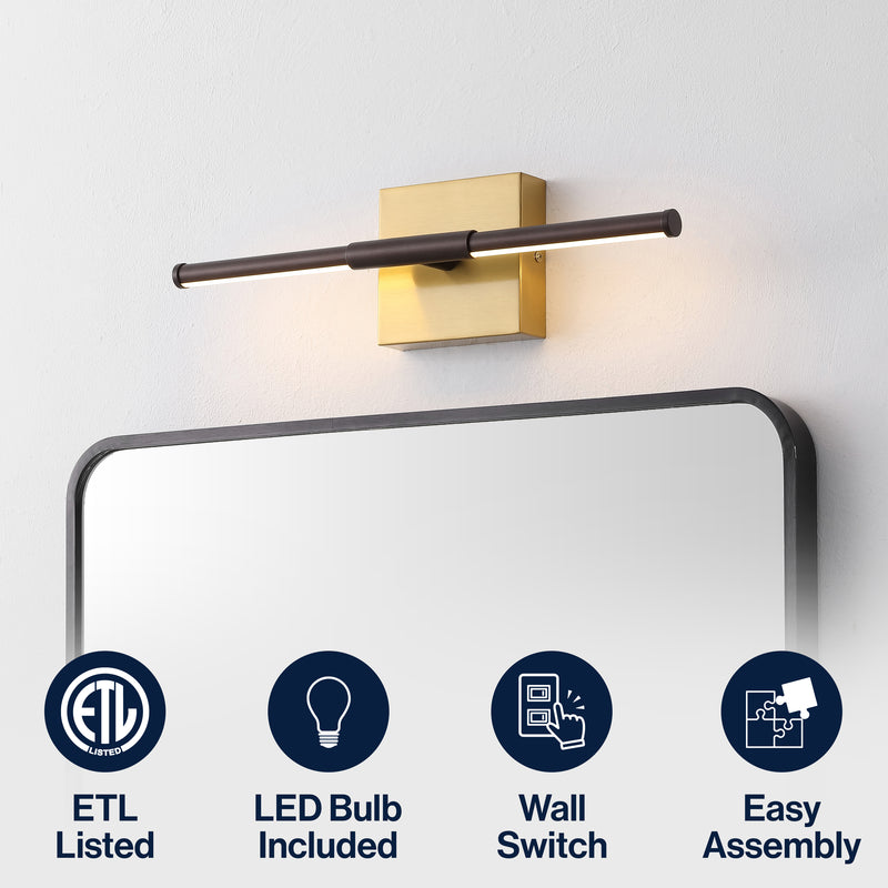 Makena Modern Minimalist Dimmable Integrated LED Metal Wall Sconce