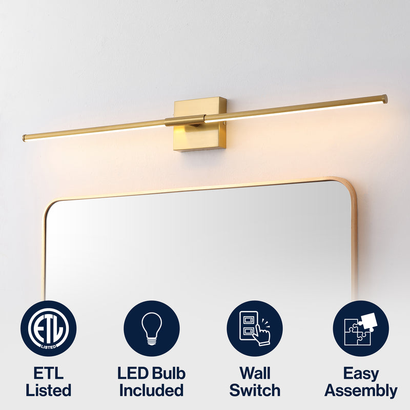 Makena Modern Minimalist Dimmable Integrated LED Metal Wall Sconce