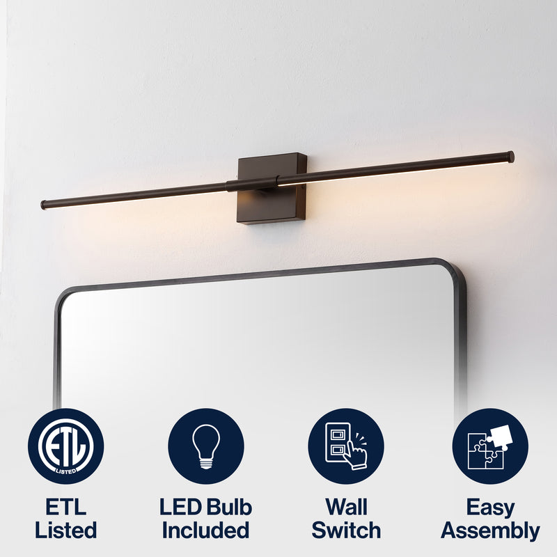 Makena Modern Minimalist Dimmable Integrated LED Metal Wall Sconce