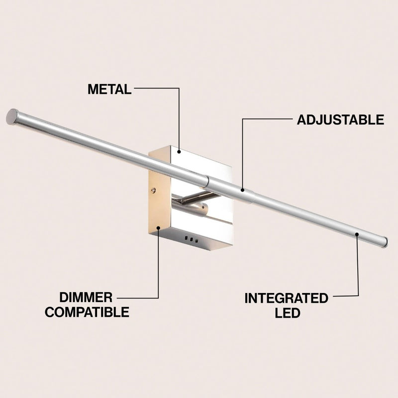 McKenna 28" Modern Minimalist Adjustable Dimmable Integrated LED Metal Wall Sconce