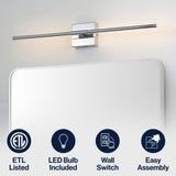 McKenna 28" Modern Minimalist Adjustable Dimmable Integrated LED Metal Wall Sconce
