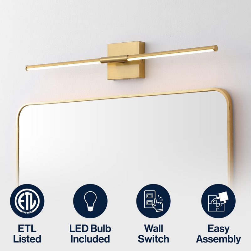 McKenna 28" Modern Minimalist Adjustable Dimmable Integrated LED Metal Wall Sconce
