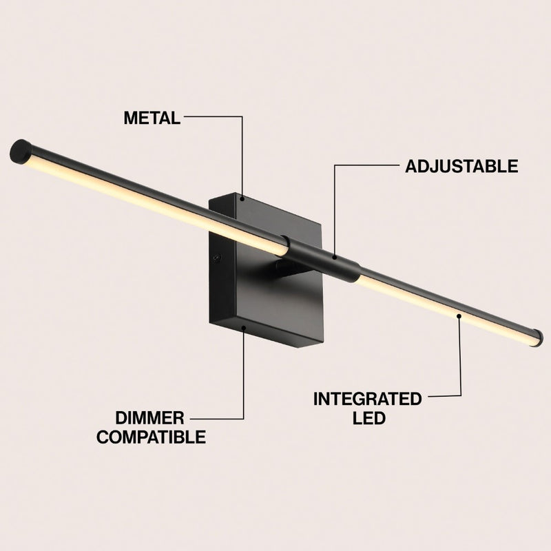 McKenna 28" Modern Minimalist Adjustable Dimmable Integrated LED Metal Wall Sconce