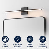 McKenna 28" Modern Minimalist Adjustable Dimmable Integrated LED Metal Wall Sconce