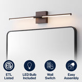 McKenna 28" Modern Minimalist Adjustable Dimmable Integrated LED Metal Wall Sconce