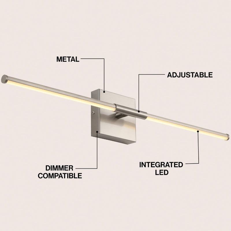 McKenna 28" Modern Minimalist Adjustable Dimmable Integrated LED Metal Wall Sconce