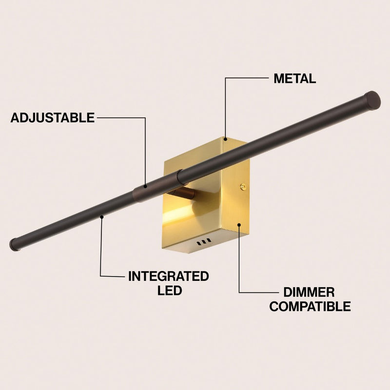 McKenna 28" Modern Minimalist Adjustable Dimmable Integrated LED Metal Wall Sconce