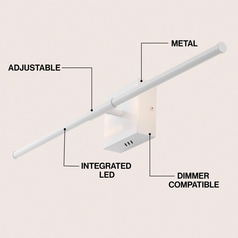 McKenna 28" Modern Minimalist Adjustable Dimmable Integrated LED Metal Wall Sconce