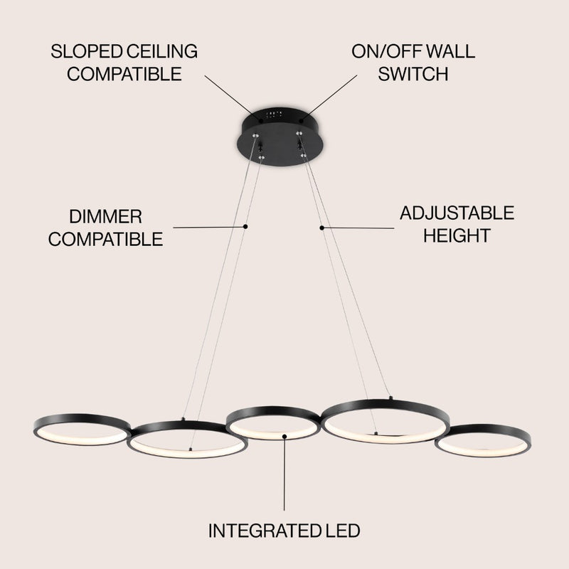 Roman 40.75" Bohemian Coastal Iron Linear Integrated LED Pendant - JONATHAN Y