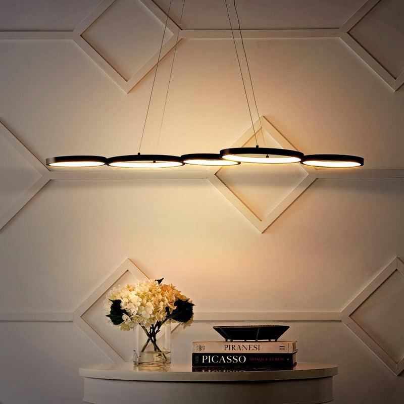 Roman 40.75" Bohemian Coastal Iron Linear Integrated LED Pendant - JONATHAN Y