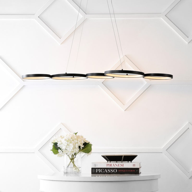 Roman 40.75" Bohemian Coastal Iron Linear Integrated LED Pendant - JONATHAN Y