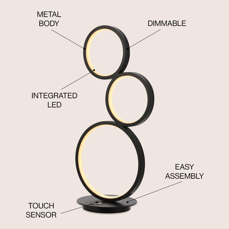 Juno 17.25" 3-Light Bohemian Coastal Iron Integrated LED Table Lamp - JONATHAN Y