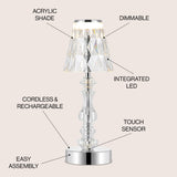 Lillian 12.75" Bohemian Classic Acrylic Rechargeable Integrated LED Table Lamp - JONATHAN Y