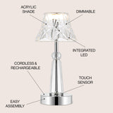 Madelyn 11.5" Bohemian Classic Acrylic Rechargeable Integrated LED Table Lamp - JONATHAN Y