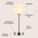 Natalia 12.25" Modern Minimalist Iron Rechargeable Integrated LED Table Lamp