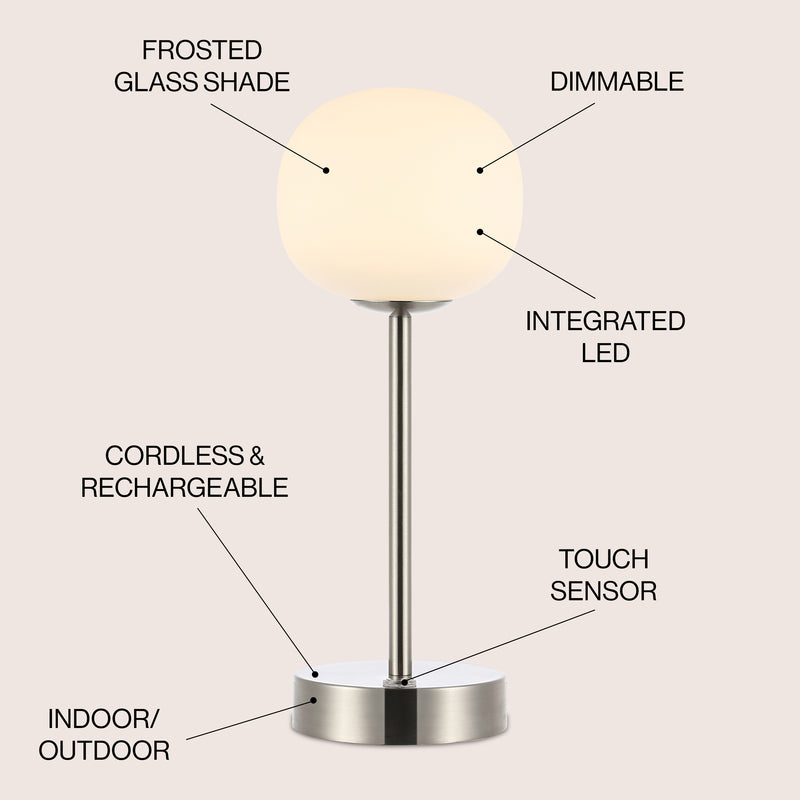 Natalia 12.25" Modern Minimalist Iron Rechargeable Integrated LED Table Lamp