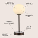 Natalia 12.25" Modern Minimalist Iron Rechargeable Integrated LED Table Lamp