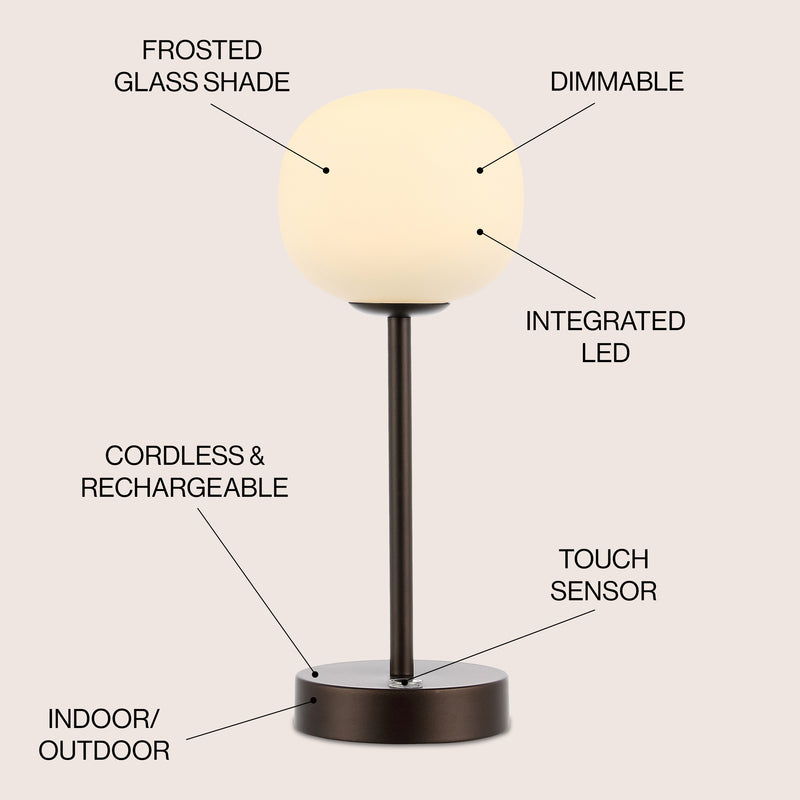 Natalia 12.25" Modern Minimalist Iron Rechargeable Integrated LED Table Lamp