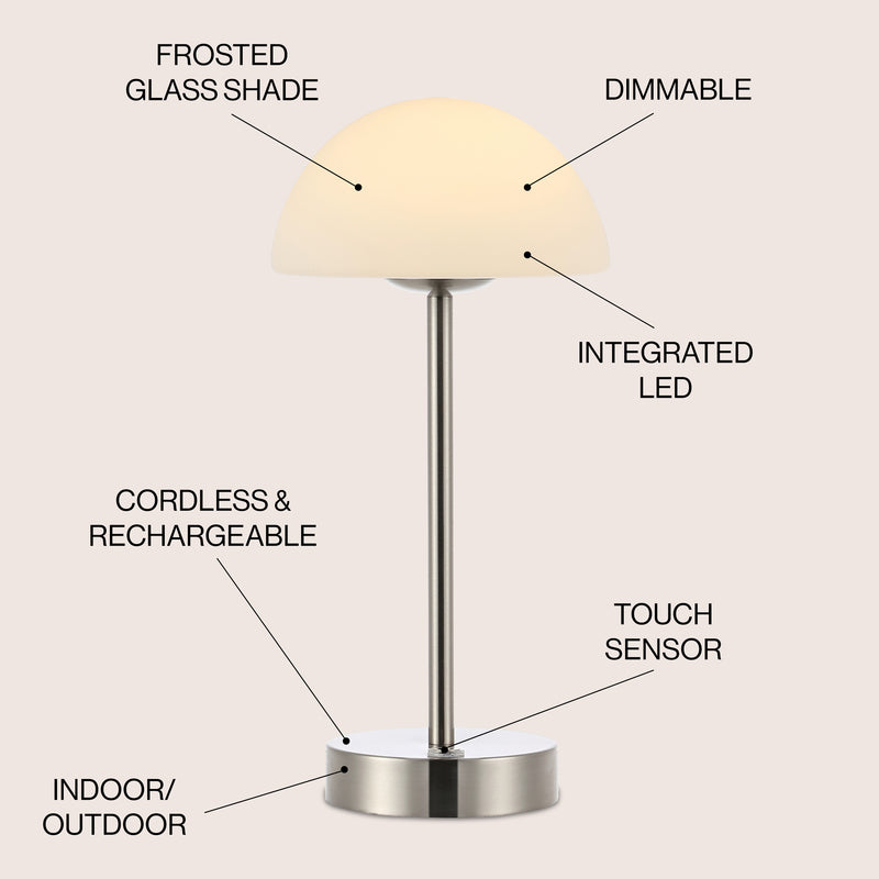 Xavier 12.5" Modern Minimalist Iron Rechargeable Integrated LED Table Lamp