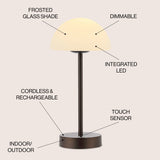 Xavier 12.5" Modern Minimalist Iron Rechargeable Integrated LED Table Lamp