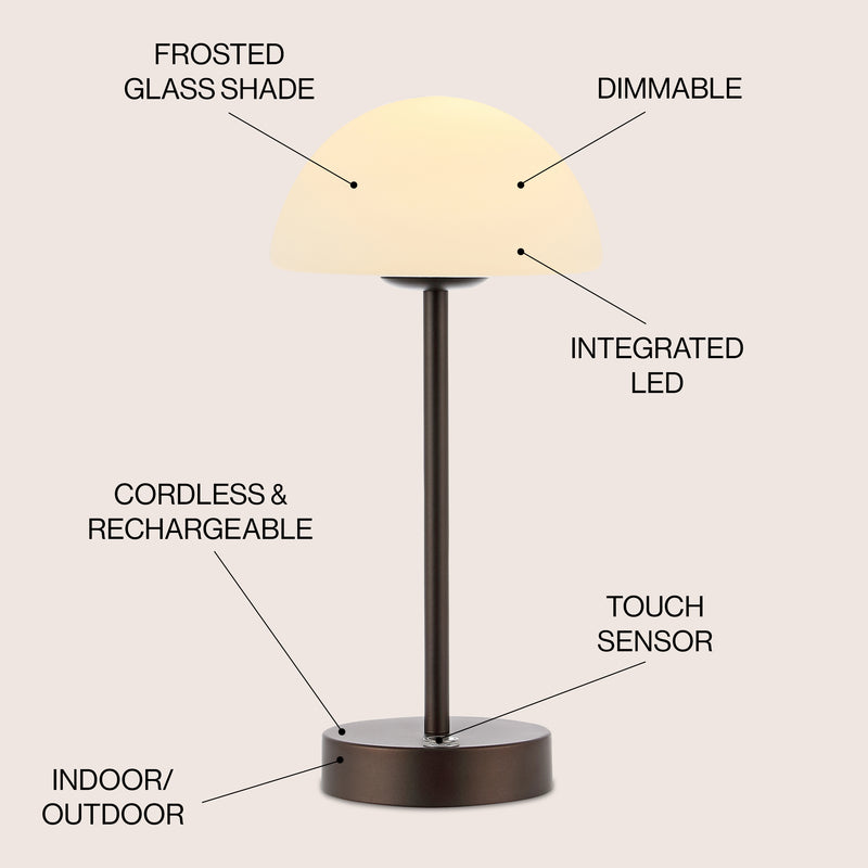 Xavier 12.5" Modern Minimalist Iron Rechargeable Integrated LED Table Lamp