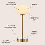 Xavier 12.5" Modern Minimalist Iron Rechargeable Integrated LED Table Lamp