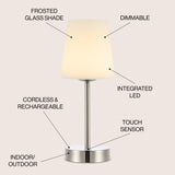 Carson 12.75" Modern Minimalist Iron Rechargeable Integrated LED Table Lamp