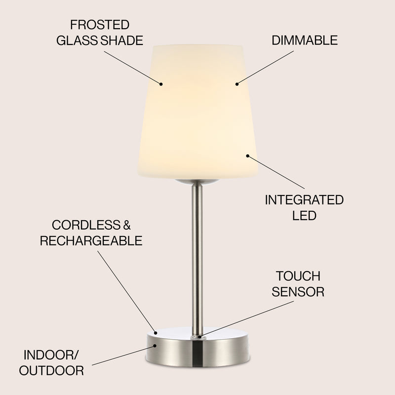 Carson 12.75" Modern Minimalist Iron Rechargeable Integrated LED Table Lamp