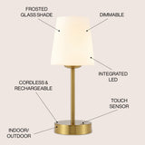 Carson 12.75" Modern Minimalist Iron Rechargeable Integrated LED Table Lamp