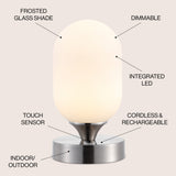 Eli 8" Bohemian Farmhouse Iron Rechargeable Integrated LED Table Lamp