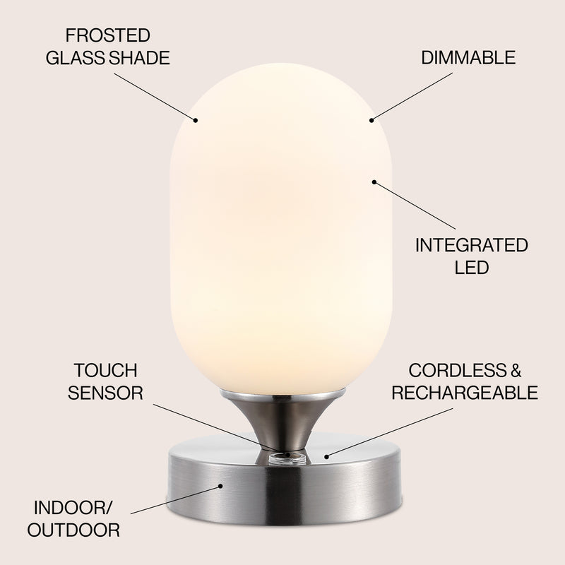 Eli 8" Bohemian Farmhouse Iron Rechargeable Integrated LED Table Lamp
