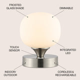 Owen 6.13" Bohemian Farmhouse Iron Rechargeable Integrated LED Table Lamp