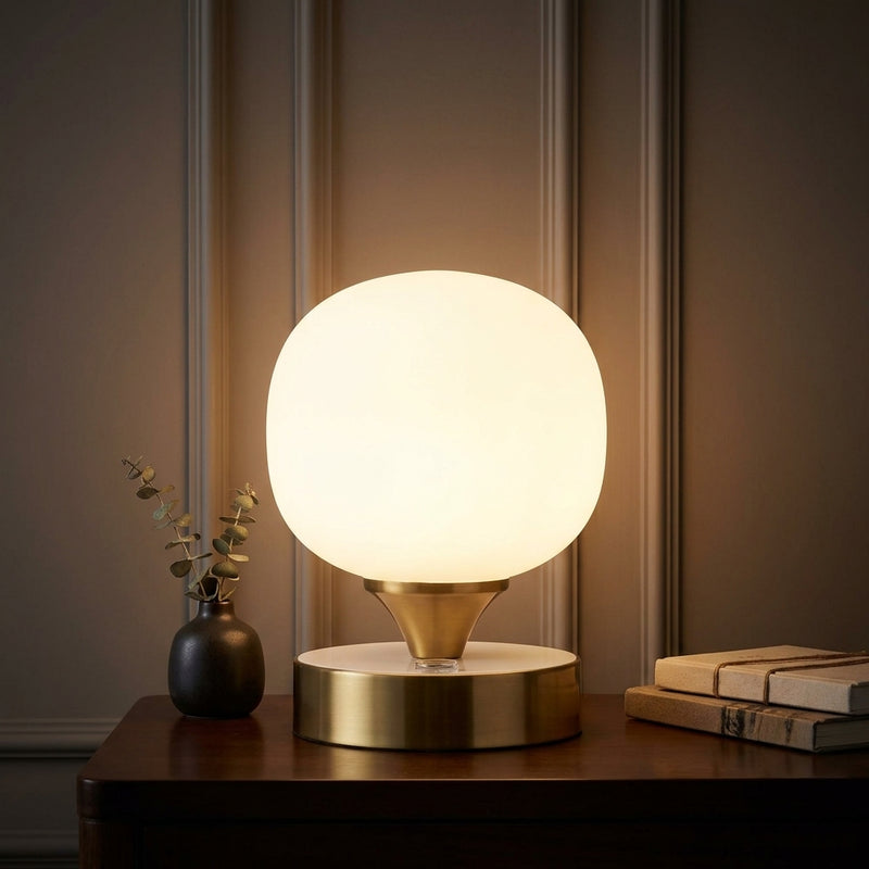 Owen 6.13" Bohemian Farmhouse Iron Rechargeable Integrated LED Table Lamp Brass Gold/White – AI-ON