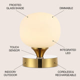 Owen 6.13" Bohemian Farmhouse Iron Rechargeable Integrated LED Table Lamp
